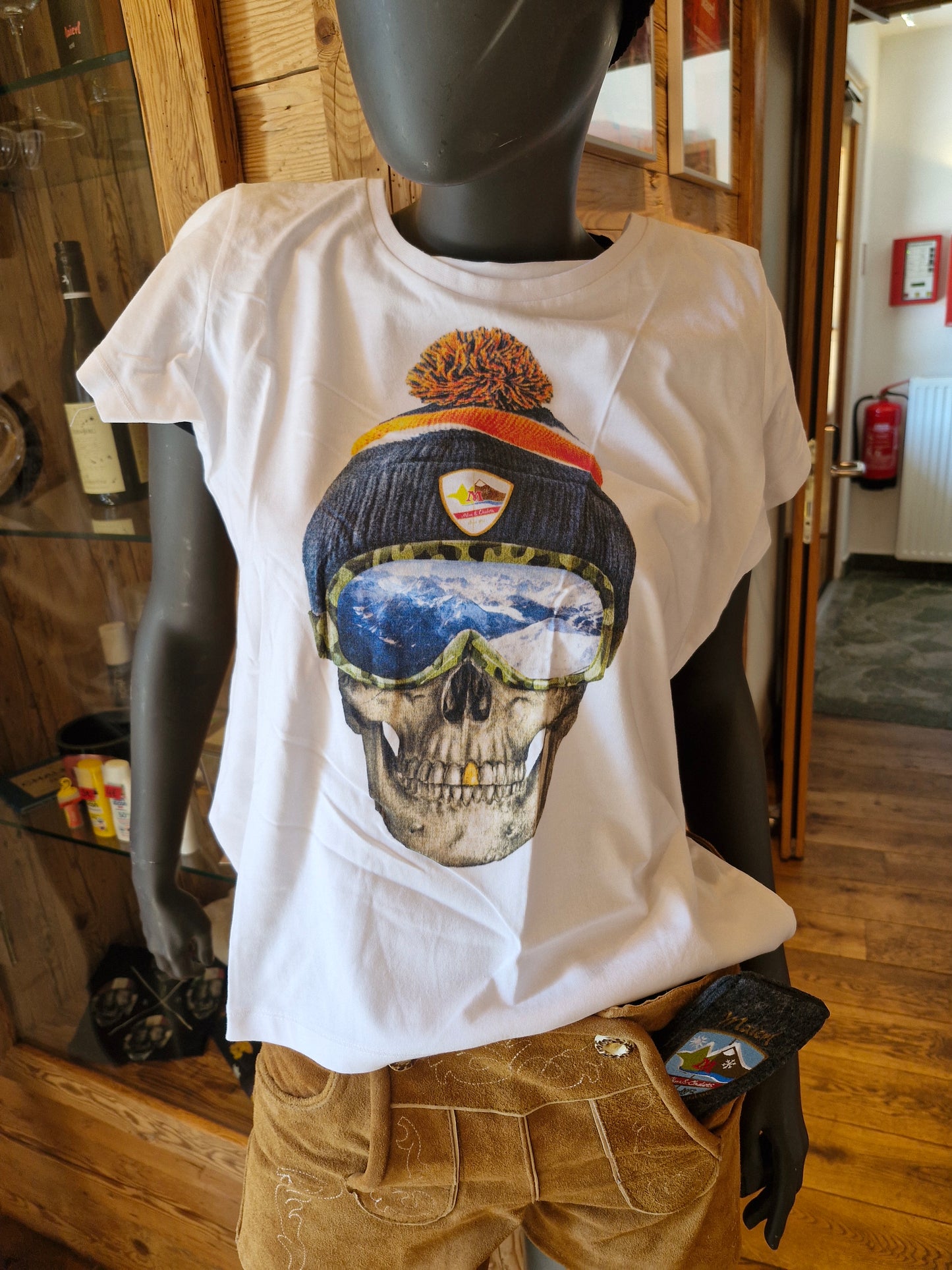 Maierl-Alm Totenkopf T-Shirt Weiss Damen